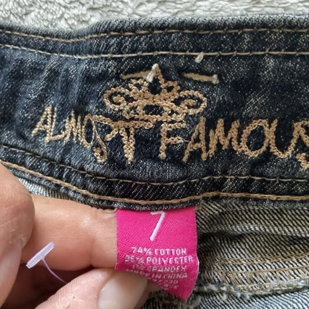 Almost Famous Shorts Womens 7 Distressed Denim Cutoff Frayed Studded Pockets